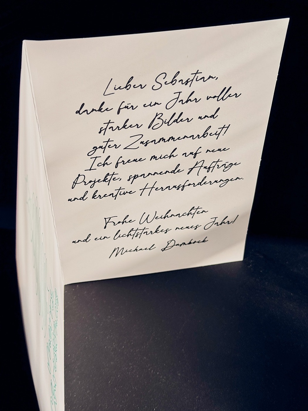 Handgeschriebene Weihnachtskarte – personalisierter Brief an Sebastian mit eigener Handschrift und Unterschrift